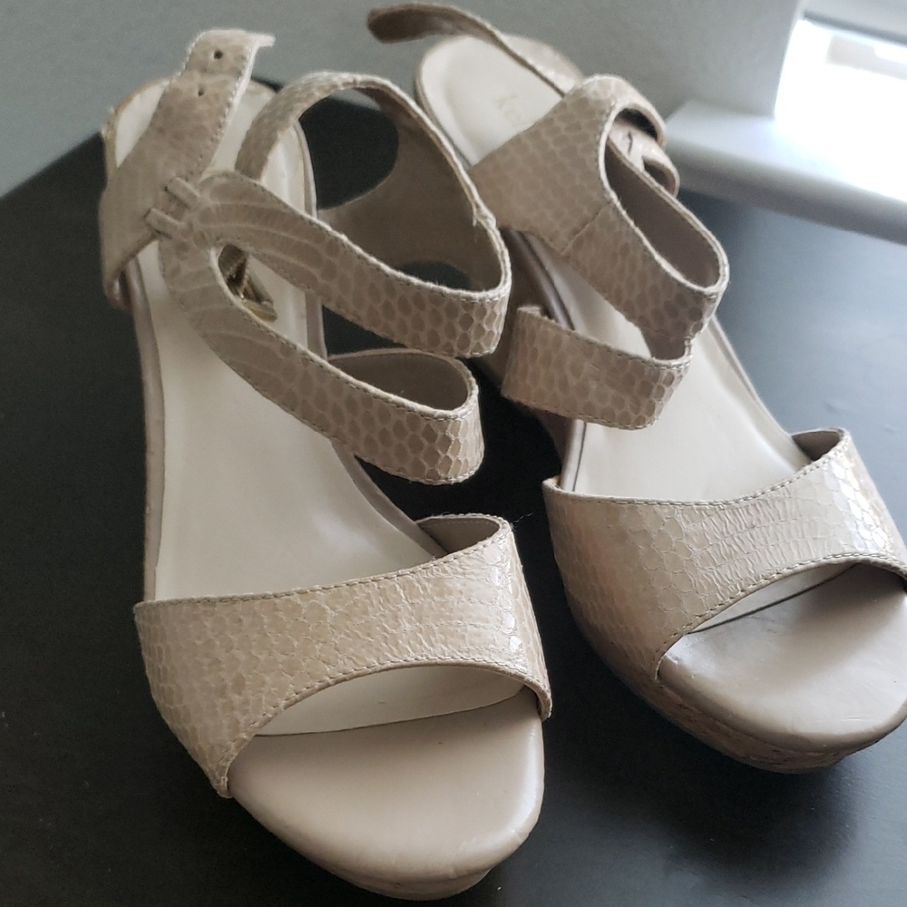 Kelly & Katie Tan Slide Sandals with Wide Strap